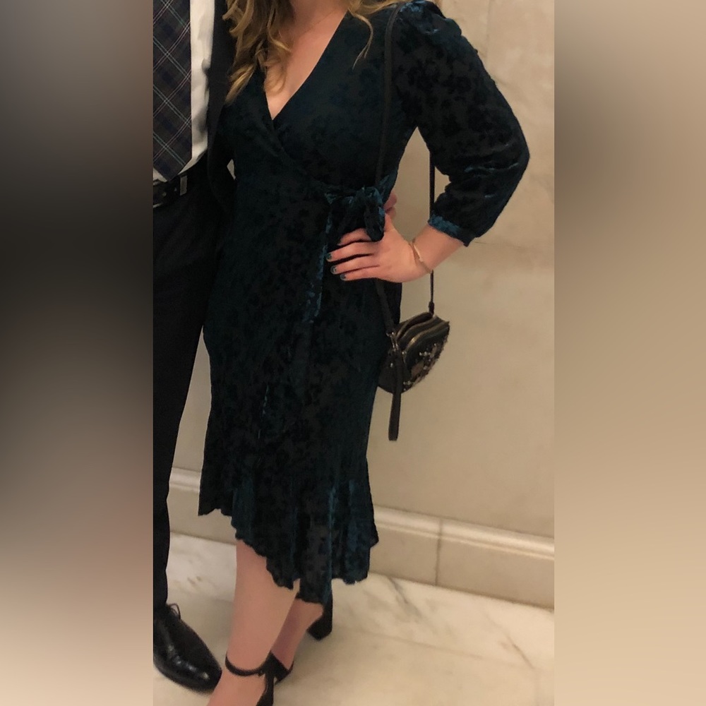 Velvet floral high low dress